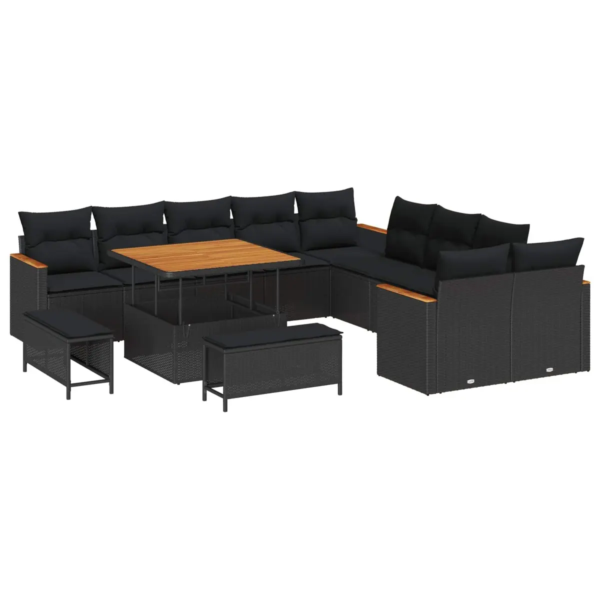 Garden Sofa Set Black 13 Piece Modular Poly Rattan Outdoor Furniture