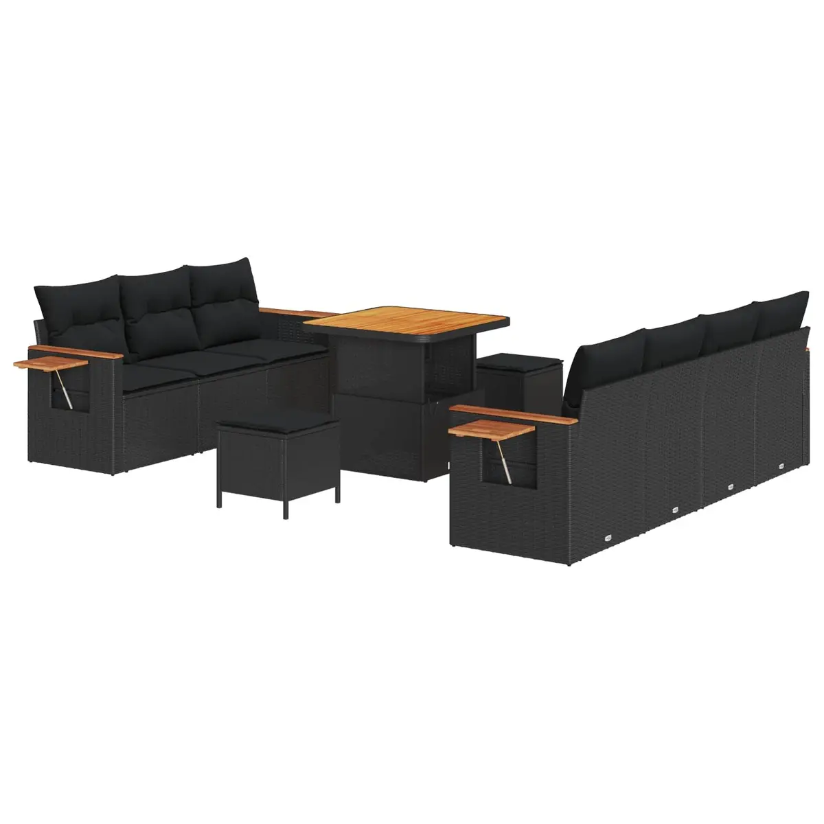 Garden Sofa Set 10 Piece Outdoor Furniture Poly Rattan Black Modular Lounge