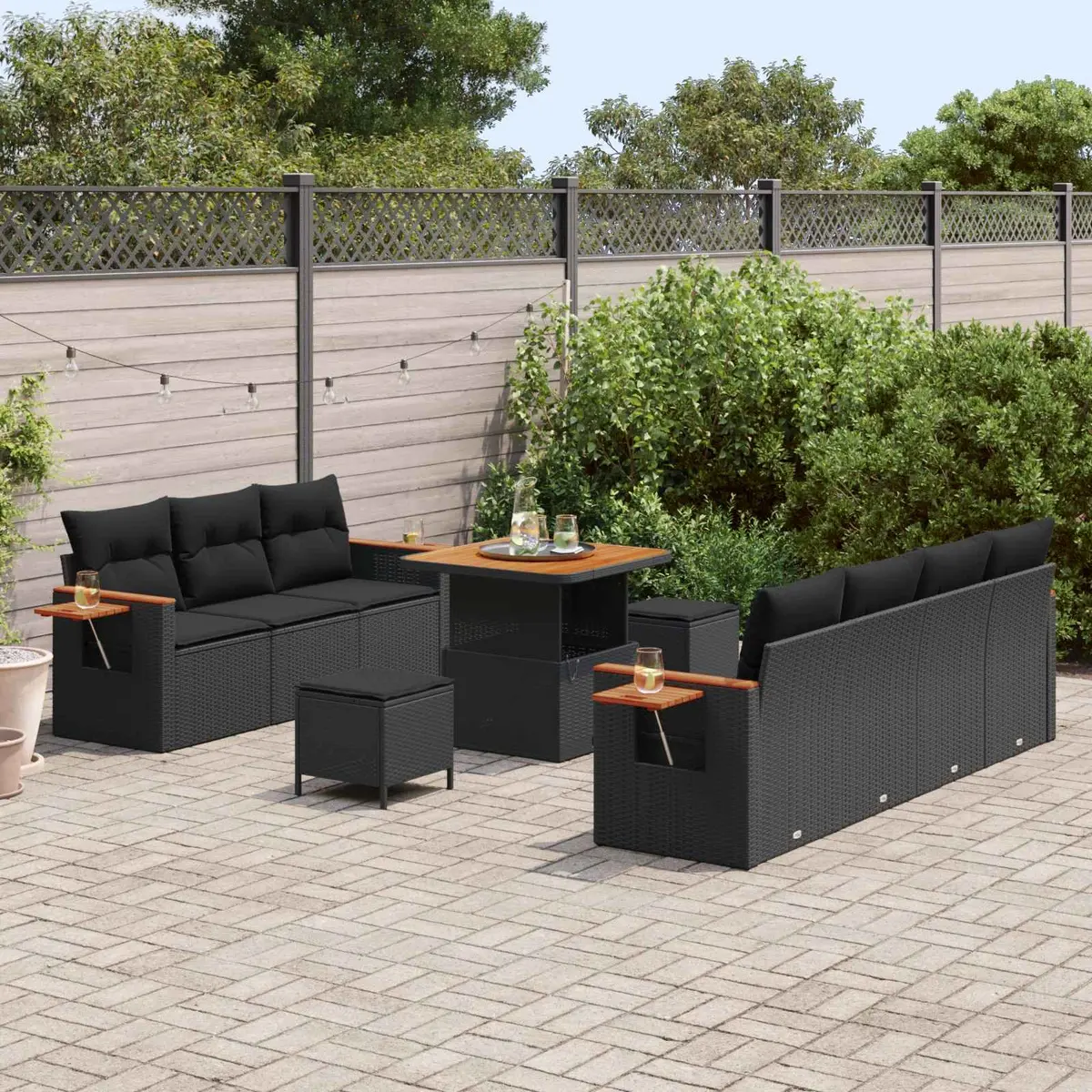 Garden Sofa Set 10 Piece Outdoor Furniture Poly Rattan Black Modular Lounge