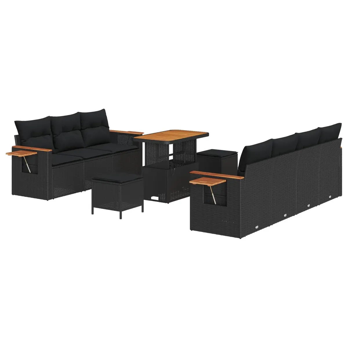 Garden Sofa Set Black 10 Piece Outdoor Furniture Poly Rattan Modular Lounge