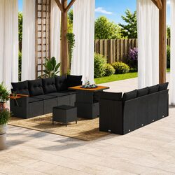 11-Piece Black Outdoor Sofa Set - Stylish & Modular