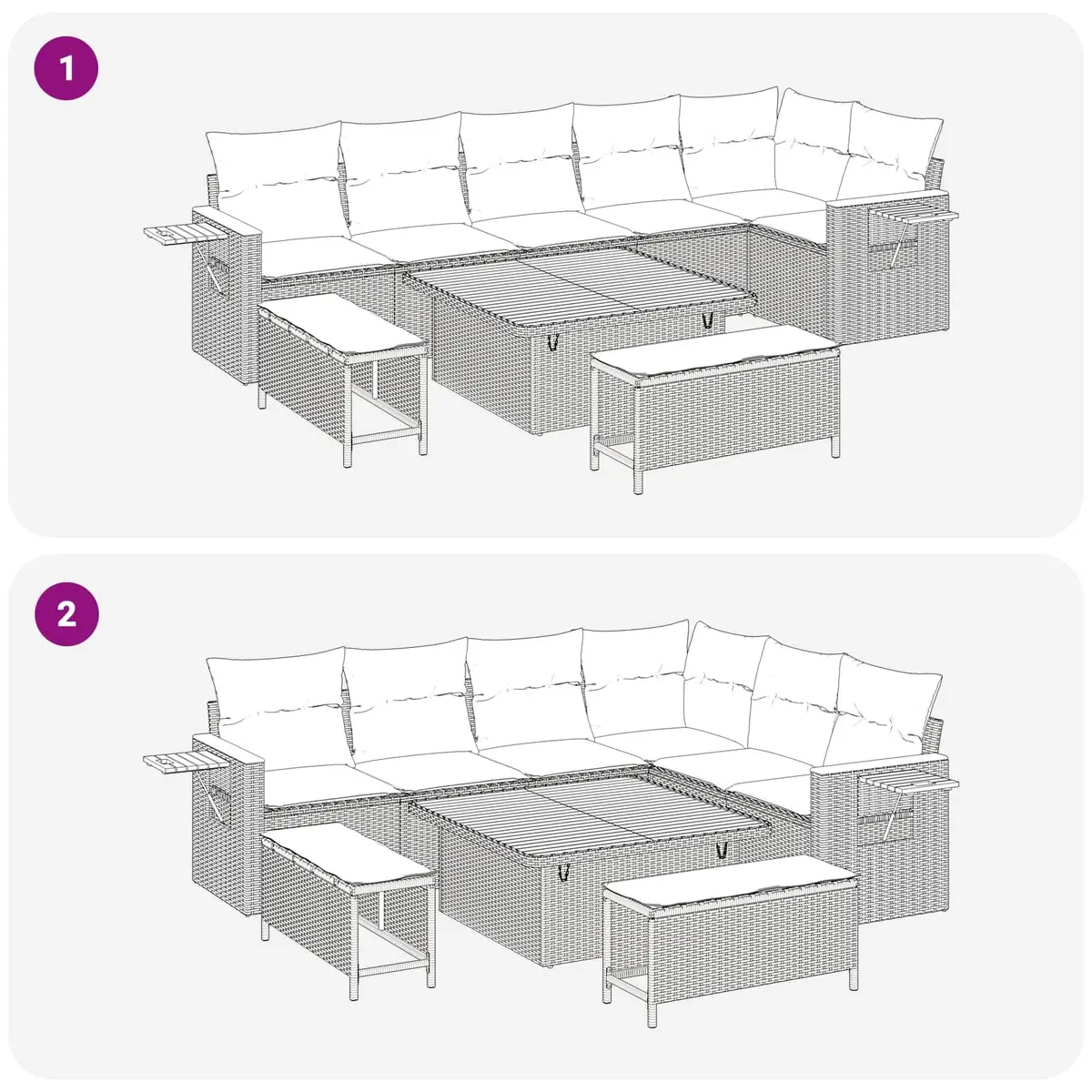 Garden Sofa Set Black 9 Pieces Modular Outdoor Patio Furniture