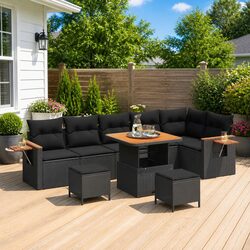 Concise 9-Piece Modular Outdoor Sofa Set