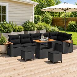 Compact and Stylish 9-Piece Modular Sofa Set for Outdoors