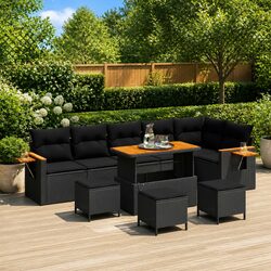 Compact 10-Piece Black Modular Outdoor Sofa Set