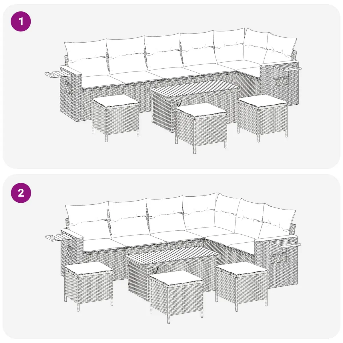 Garden Sofa Set Black 10 Piece Modular Outdoor Furniture Poly Rattan Patio Seating