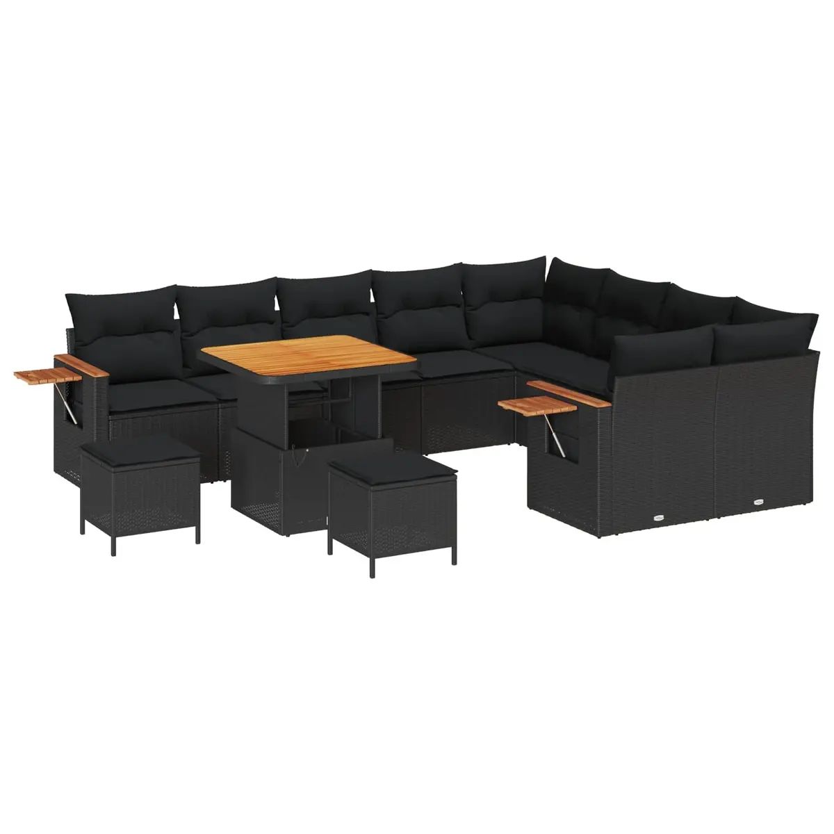 Garden Sofa Set Black 12 Piece Modular Poly Rattan Outdoor Furniture