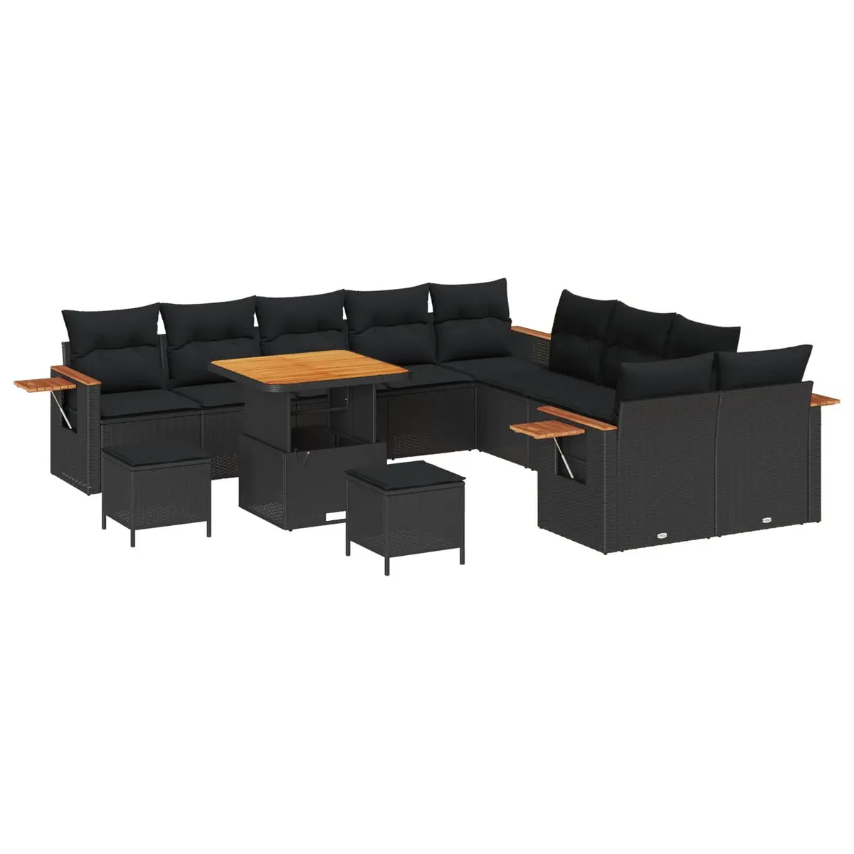 Garden Sofa Set Black 13 Piece Modular Outdoor Furniture Patio Lounging Seating