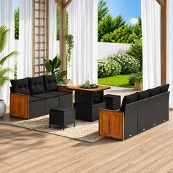 Compact 10-Piece Outdoor Sofa Set with Cushions