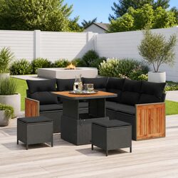 Sleek 8-Piece Poly Rattan Sofa Set for Outdoors