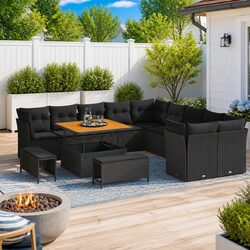 Outdoor Garden Sofa Set 13 Piece Modular Lounge Seating Patio Furniture Black