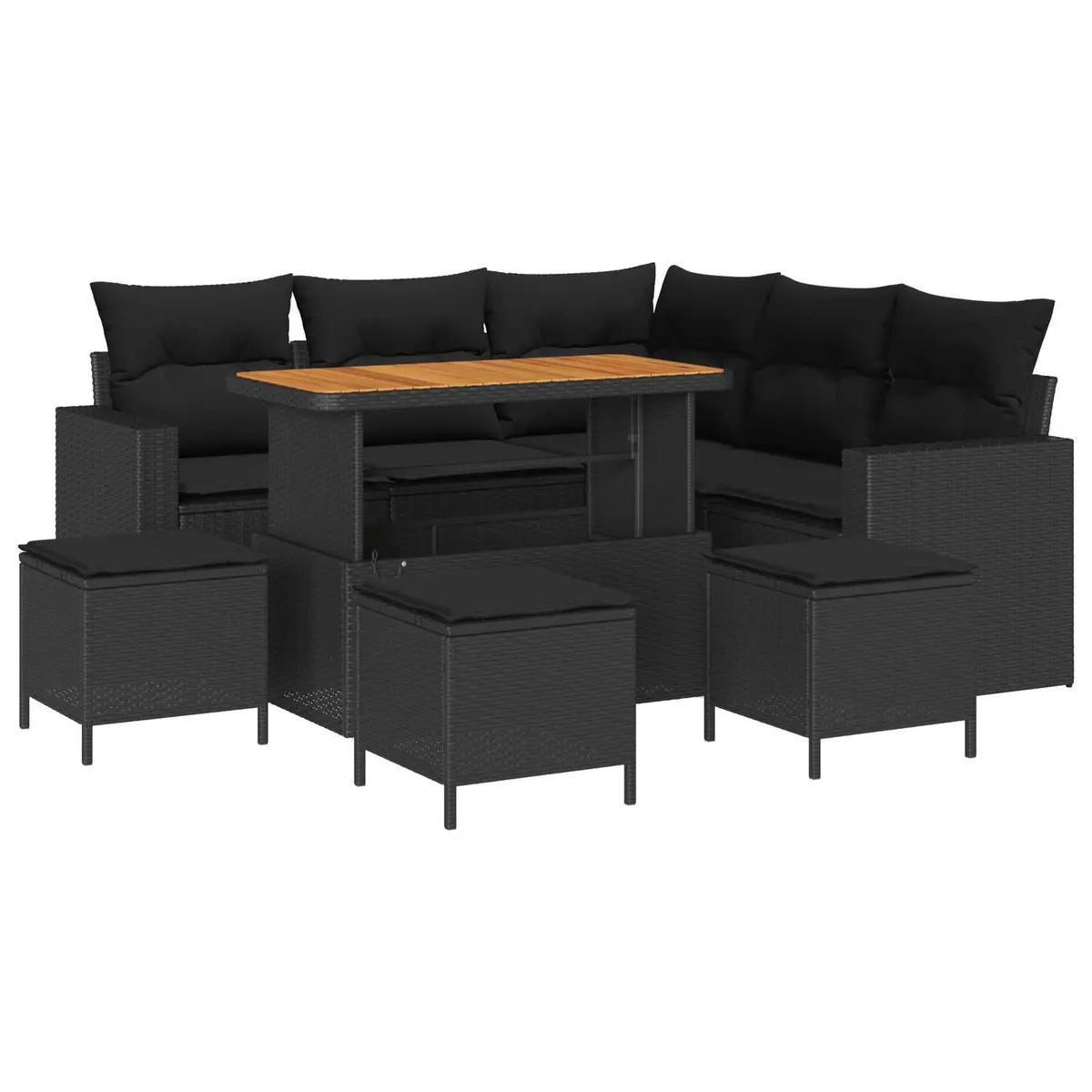 Outdoor Garden Sofa Set Black 10 Piece Modular Poly Rattan Patio Seating