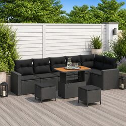 Outdoor Garden Sofa Set 11 Piece Modular Patio Seating with Cushions Black