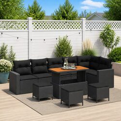 Outdoor Garden Sofa Set 12 Piece Modular Patio Seating Black Poly Rattan