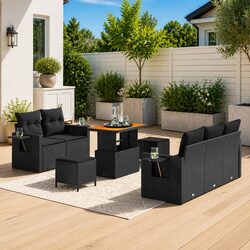 Compact 10-Piece Garden Sofa Set with Removable Cushions