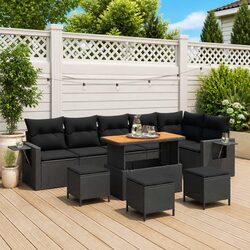 Confidently Stylish Modular Garden Sofa Set 12 pcs Black