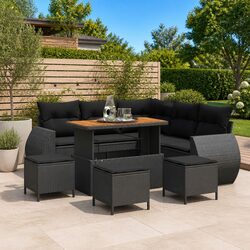 Concise 9-Piece Outdoor Sofa Set with Adjustable Table