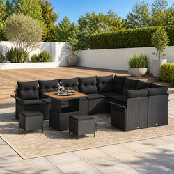 Concise and Confident Black Garden Sofa Set