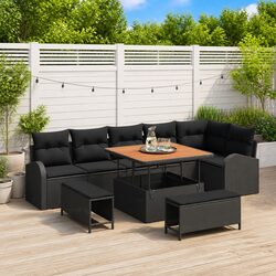 Concise 9-Piece Outdoor Sofa Set with Storage Options