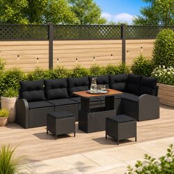 Compact and Stylish Black Garden Sofa Set – 9 Pieces