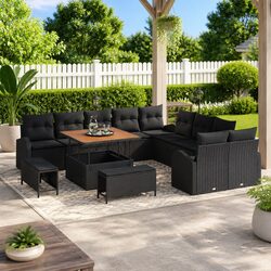 Compact 13-Piece Black Outdoor Sofa Set with Storage