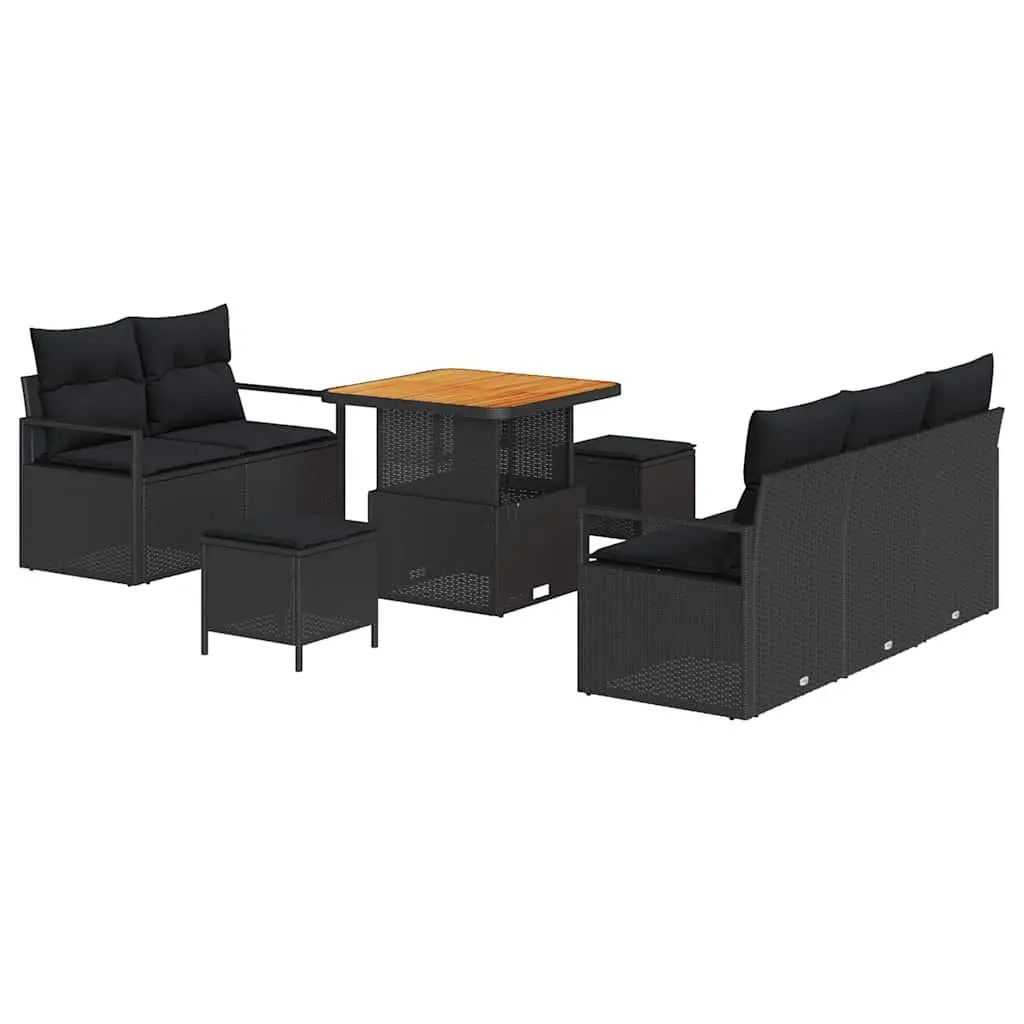 Outdoor Garden Sofa Set 8 Pieces Modular Seating with Storage Cushions Black