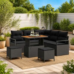 Outdoor Garden Sofa Set 8 Pcs Modular Rattan Sectional Seating with Storage
