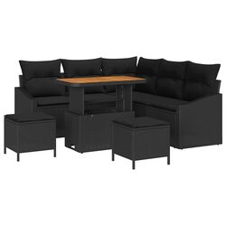 Concise Modular Black Poly Rattan Sofa Set for Outdoors