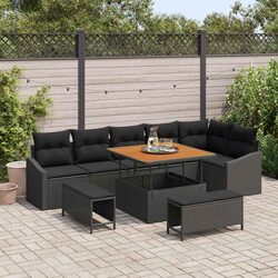 Concise Modular 9-Piece Black Sofa Set for Outdoors