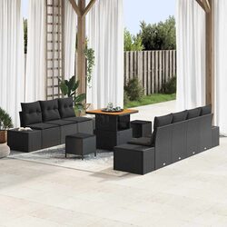 Outdoor Garden Sofa Set 10 Piece Modular Patio Furniture Black Poly Rattan