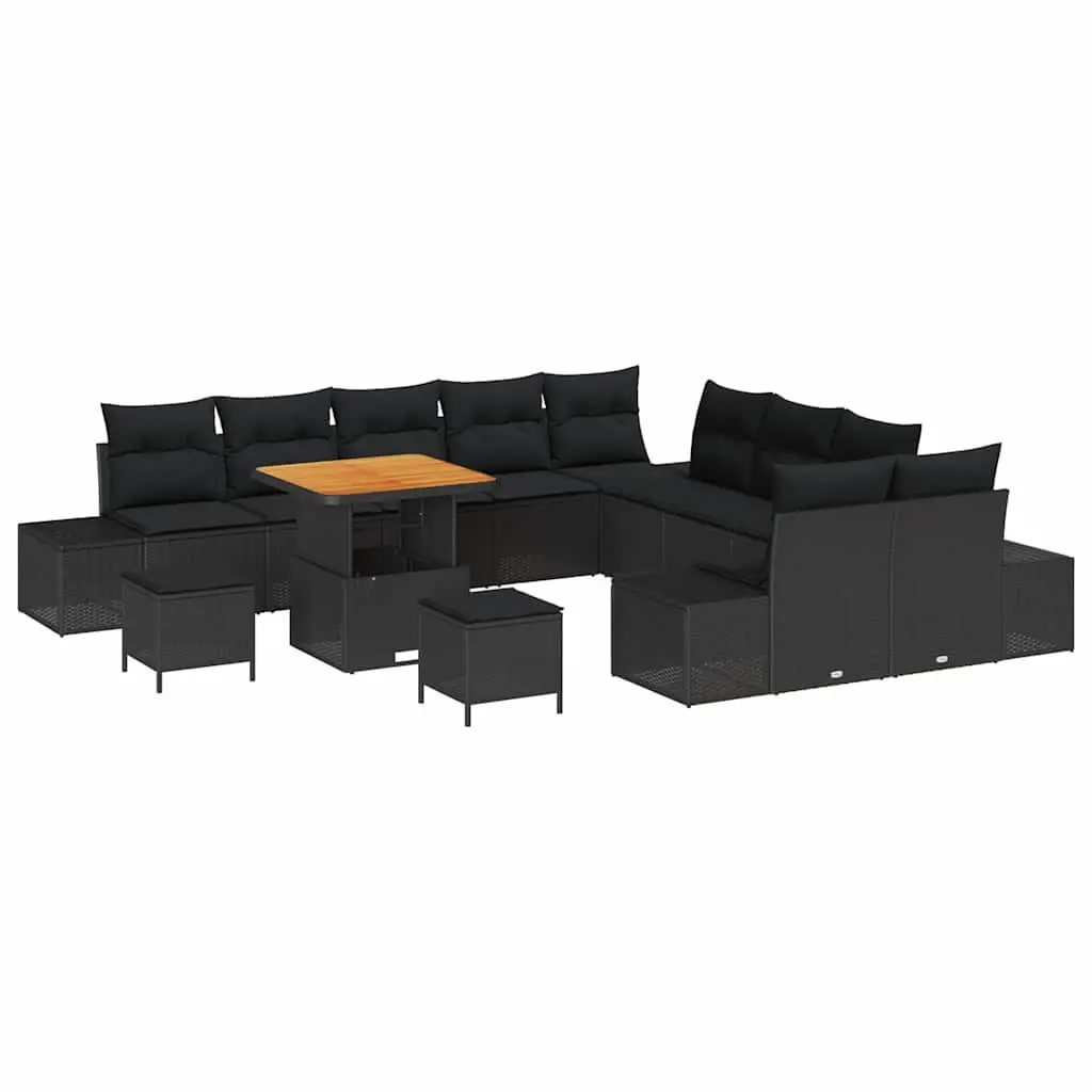 Outdoor Garden Sofa Set Black 13 Piece Modular Patio Seating Weather-Resistant Poly Rattan