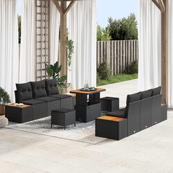 Elegant 9-Piece Black Sofa Set for Relaxing Outdoors