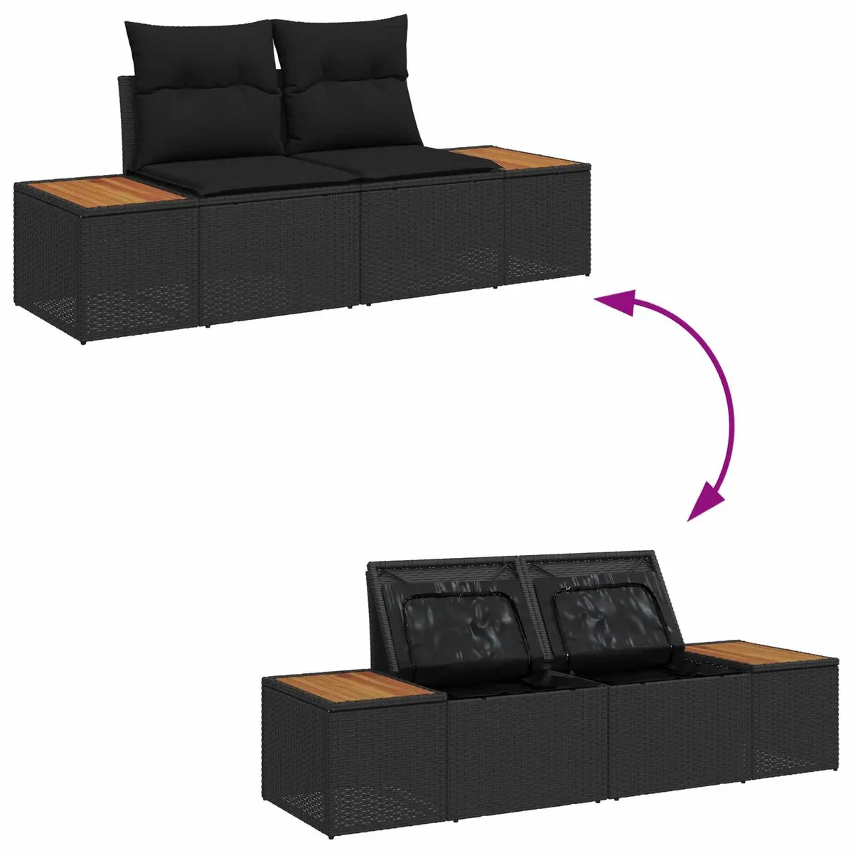 Outdoor Garden Sofa Set Black 13 Pieces Weather Resistant Poly Rattan with Storage