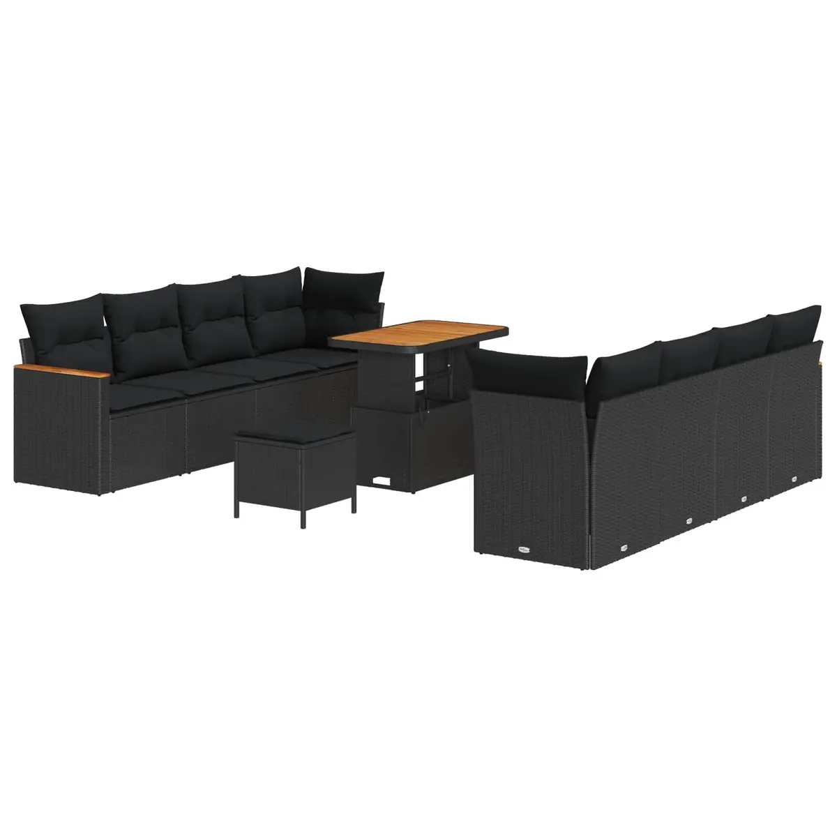 Modular Garden Sofa Set Black 12 Piece Poly Rattan with Cushions