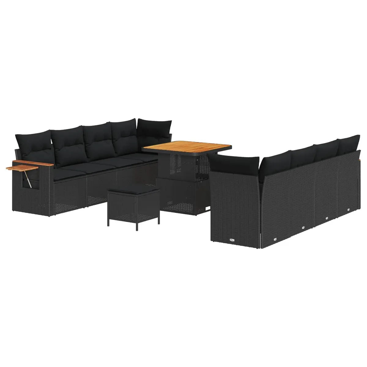 Modular Outdoor Garden Sofa Set Black 12 Pieces Poly Rattan Patio Seating