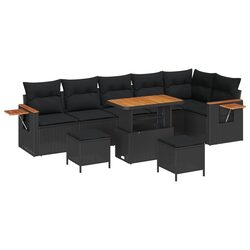 Outdoor Garden Sofa Set 11 pcs Modular Sectional Lounge Seating Black Poly