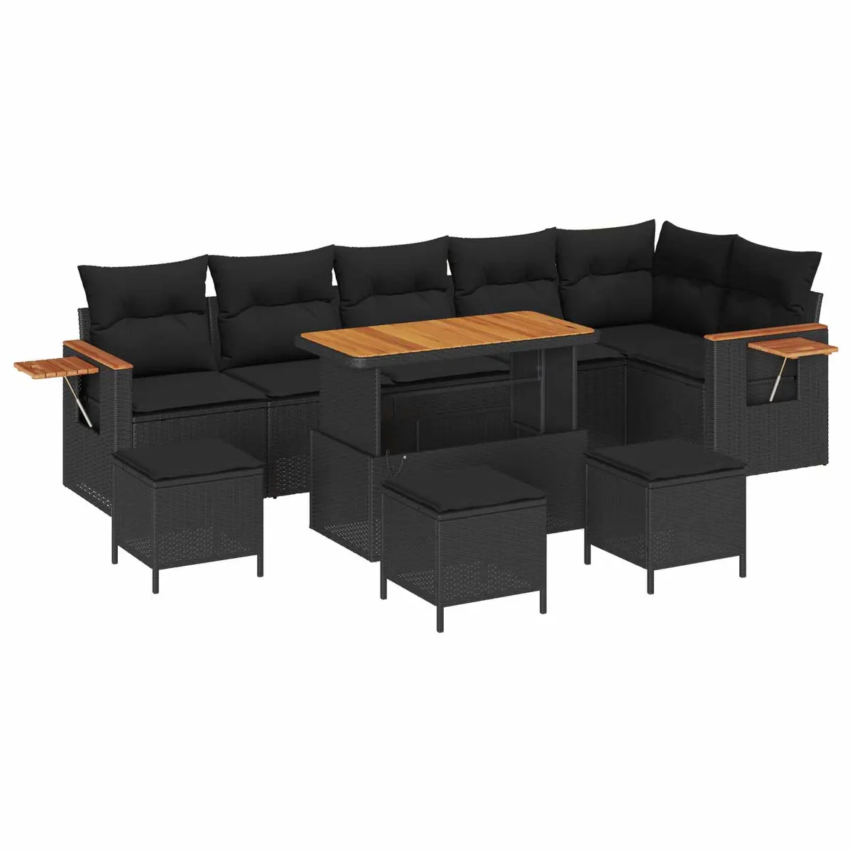 Outdoor Garden Sofa Set 12 Piece Modular Rattan Sectional Seating Lounge Black