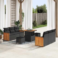 11-Piece Black Garden Sofa Set for Relaxed Living