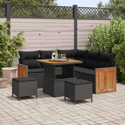 Outdoor Garden Sofa Set 9 Pcs Modular Black Poly Rattan Patio Seating with