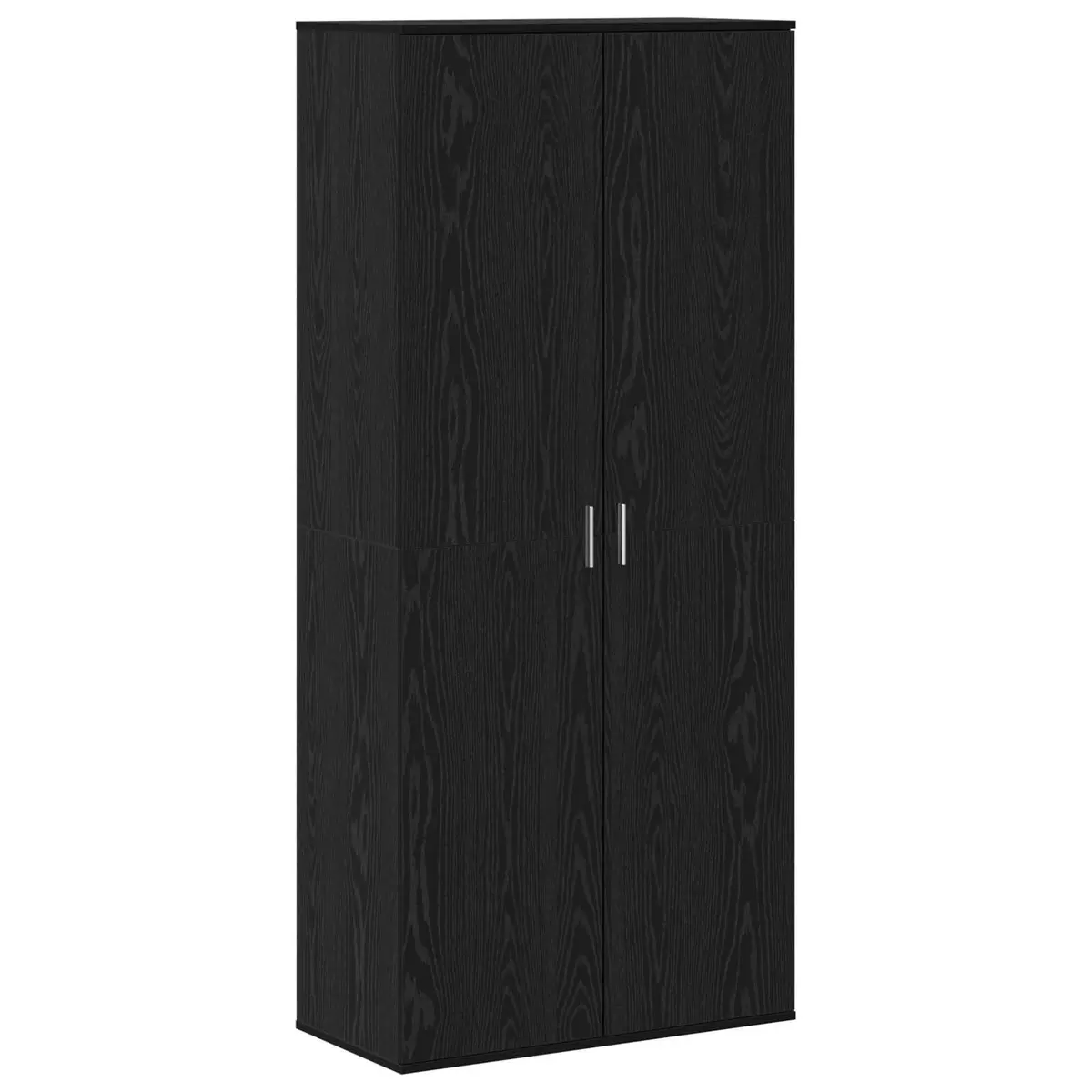 Highboard Storage Cabinet Black Oak 80 x 39 x 178 cm Hinge Doors with Shelves