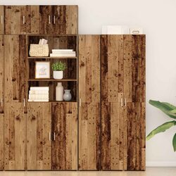 Compact and Stylish Brown Highboard in Engineered Wood