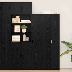 Compact Black Oak Highboard: Stylish and Functional