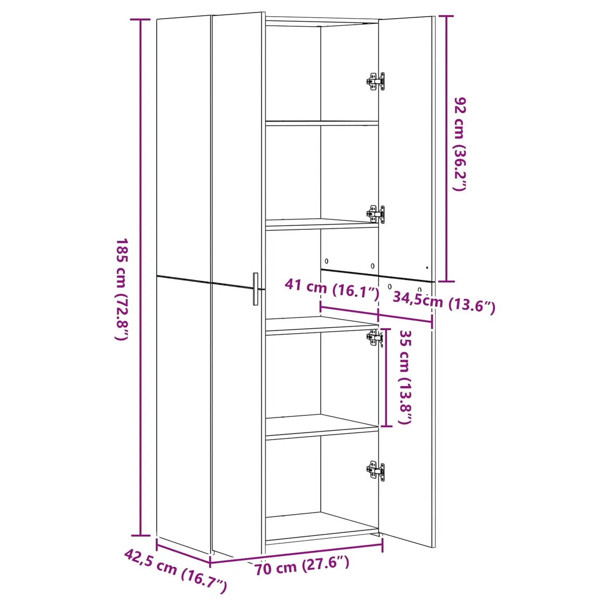 Black Engineered Wood Highboard Storage Cabinet Modern Living Room Dining