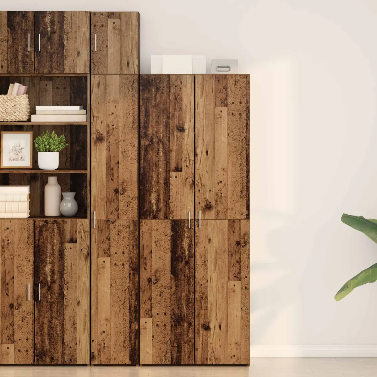 Wooden Buffet Sideboard Cabinet Brown Rustic 70 x 42.5 x 185 cm Sturdy Construction Ample Storage Shelves