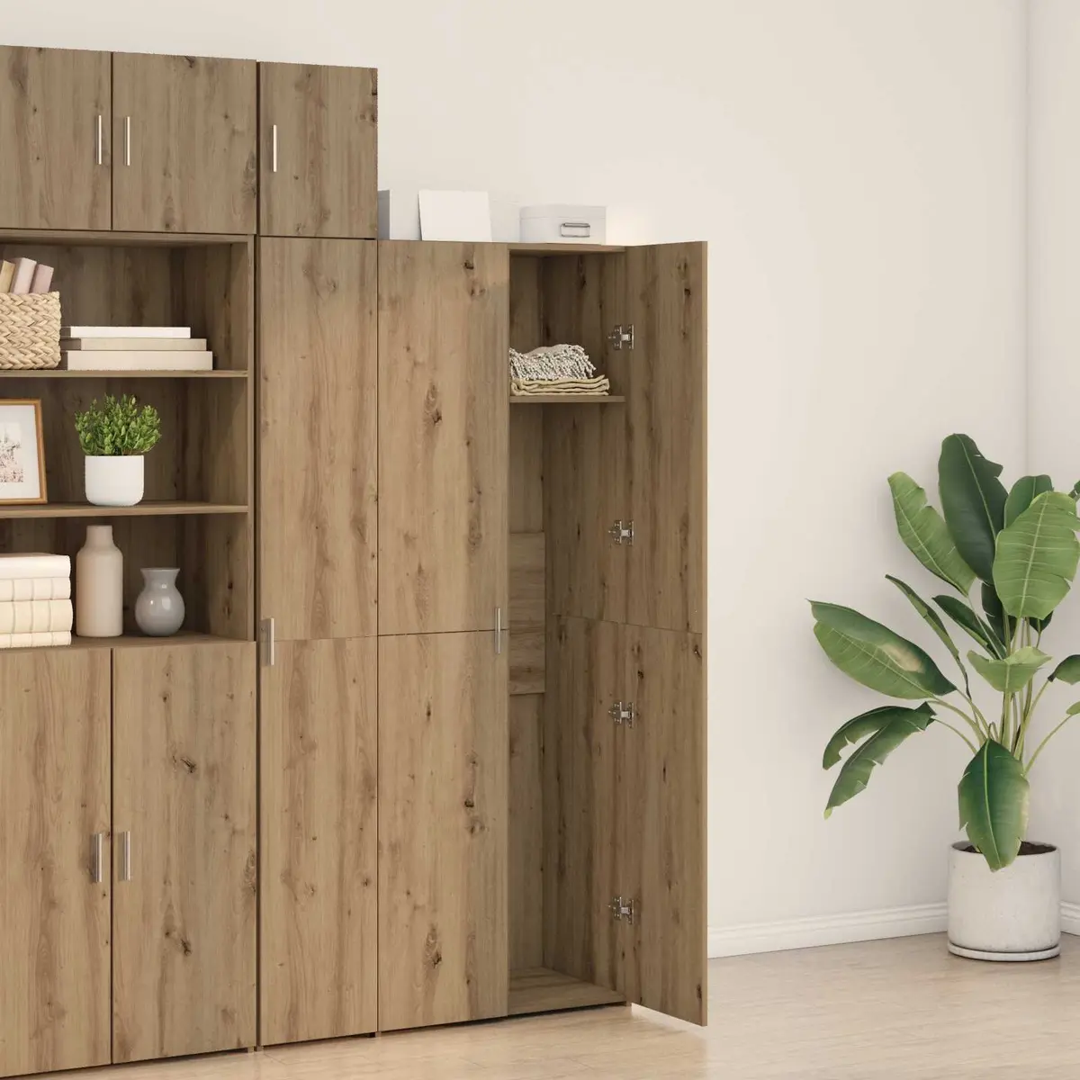Highboard Buffet Cabinet Brown 70 x 42.5 x 185 cm Rustic Storage for Dining Room