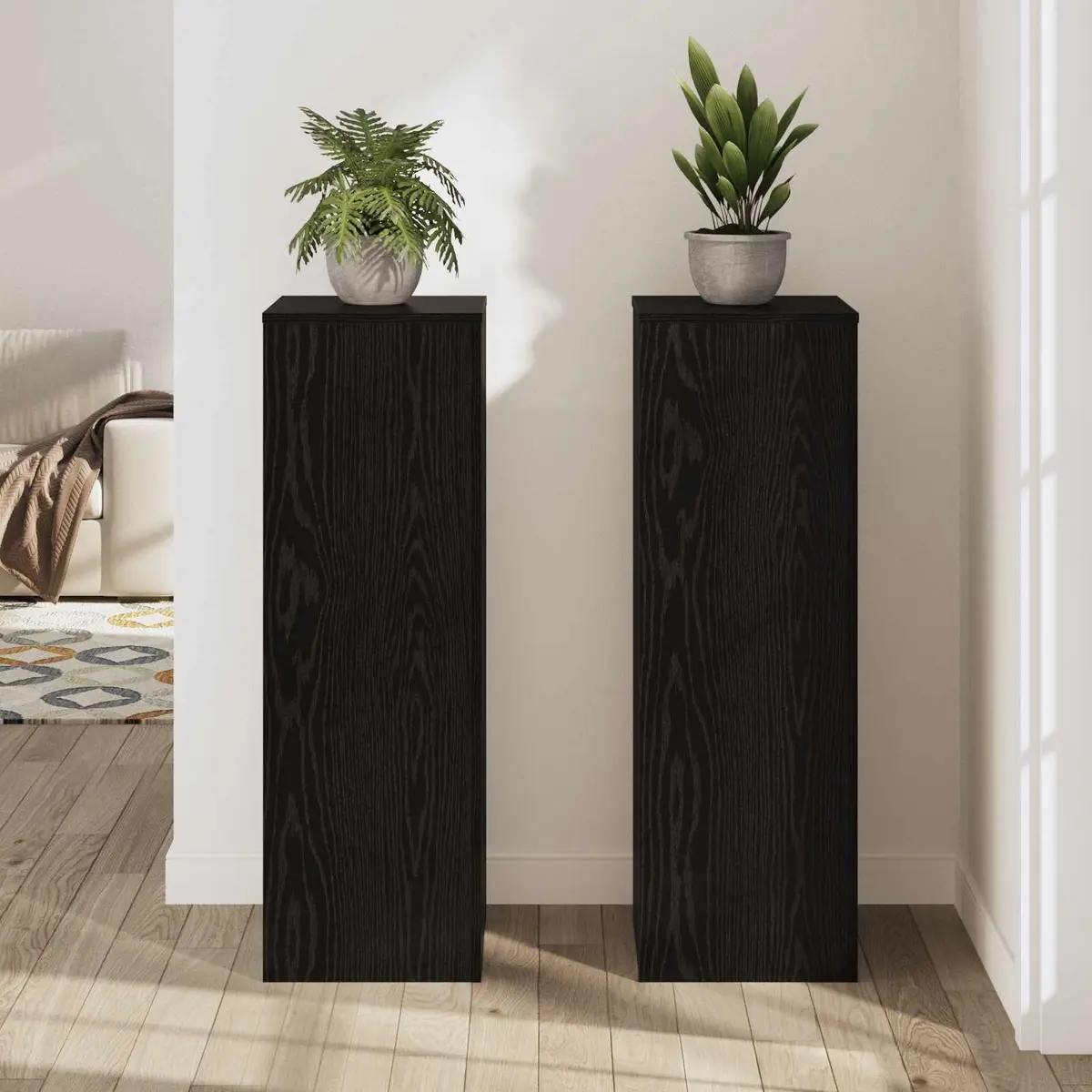 Plant Stand Black 33 x 33 x 100 cm Set of 2 Indoor Outdoor Garden Display