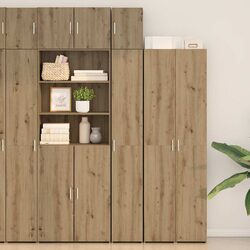 2-Piece Brown Storage Cabinet with Adjustable Shelves
