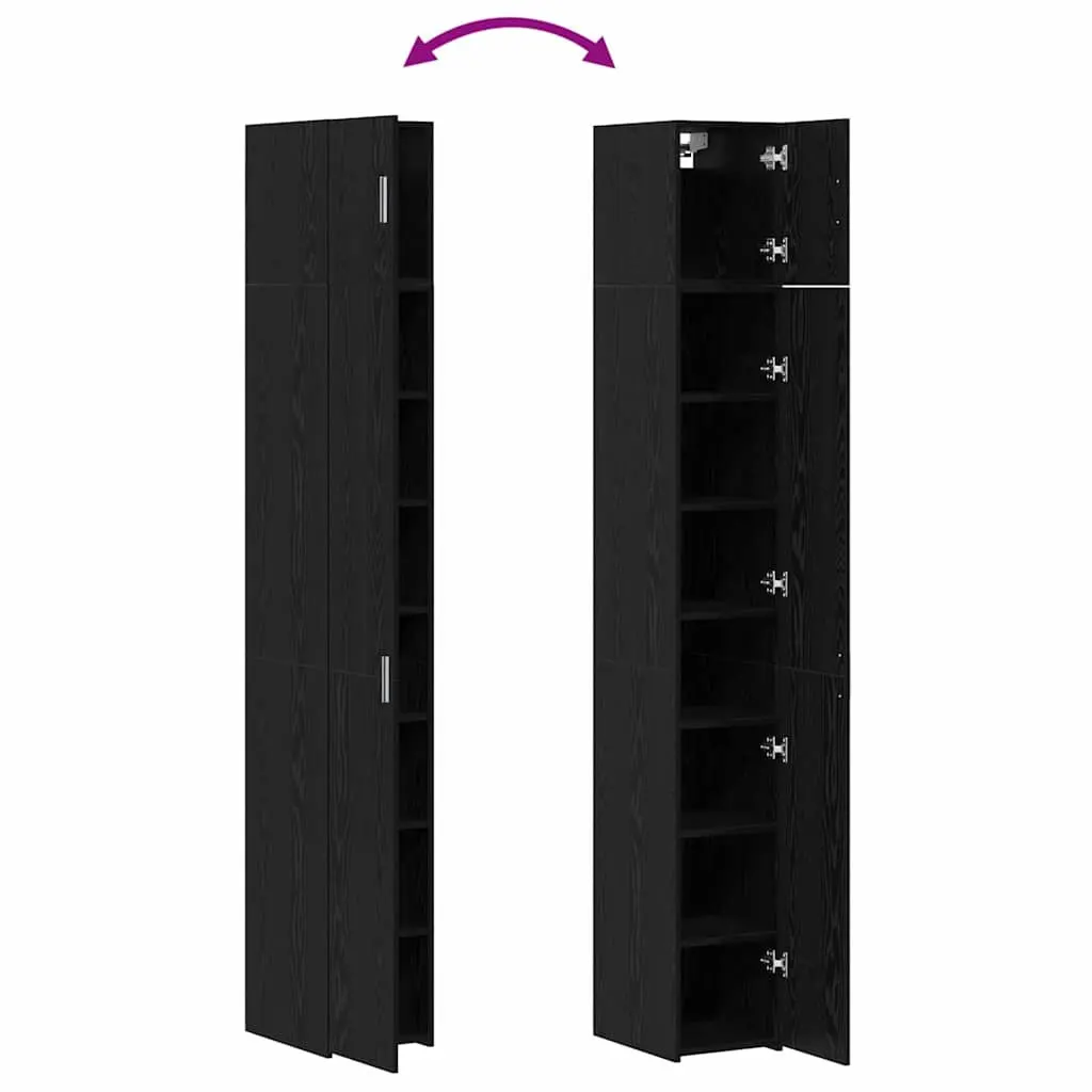 Storage Cabinet 2-Piece Sideboard with Shelves Black Oak Living Room Furniture