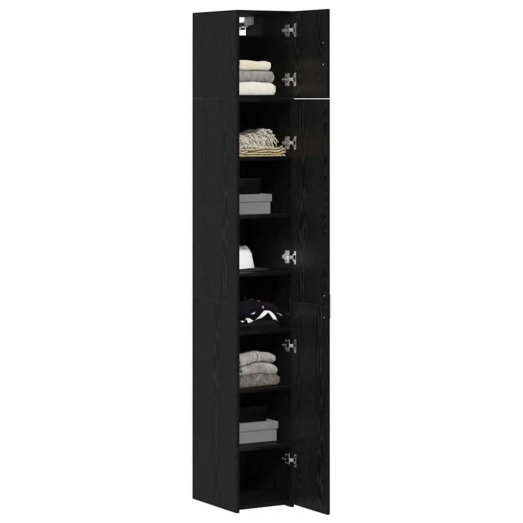Storage Cabinet 2-Piece Sideboard with Shelves Black Oak Living Room Furniture