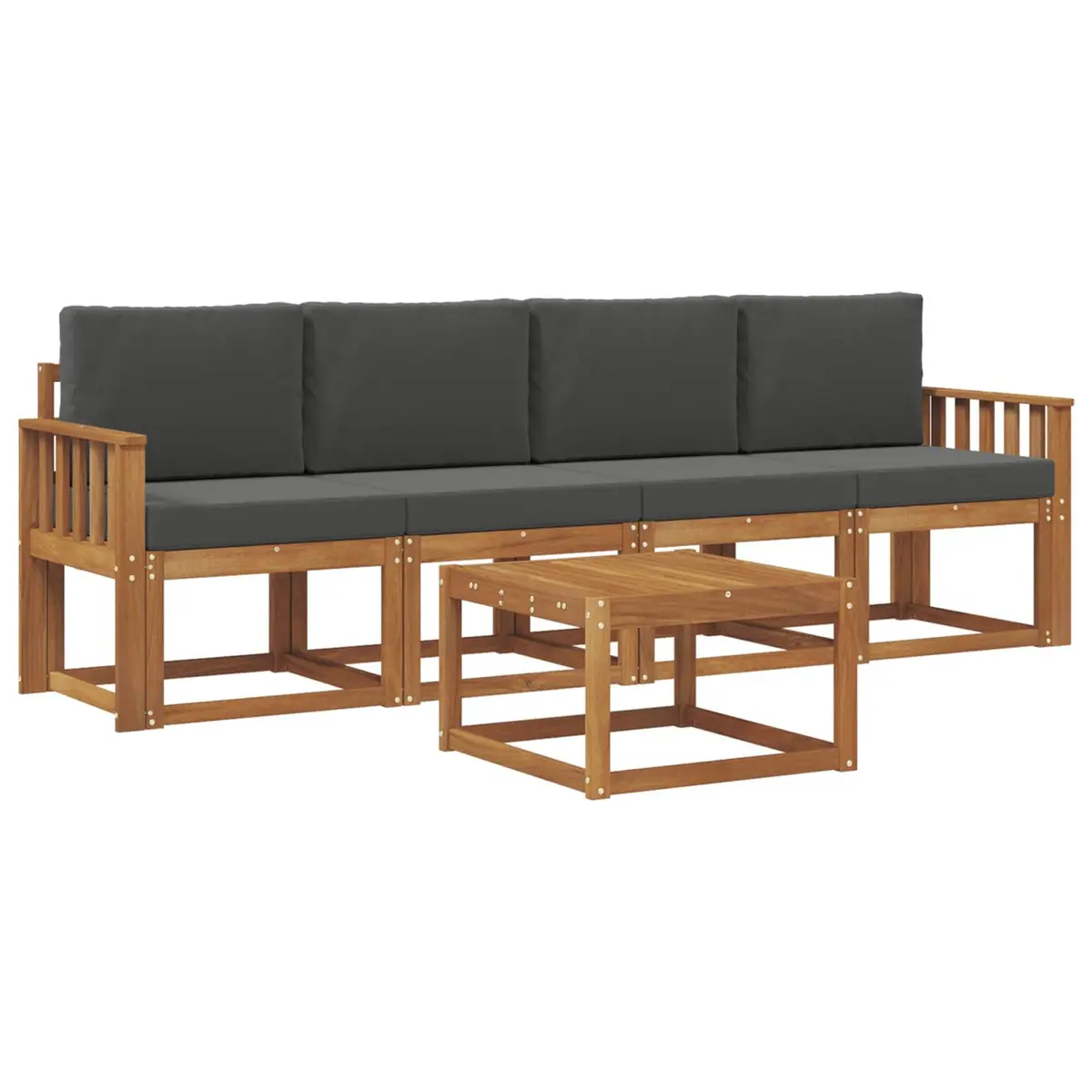 Outdoor Sofa Set 5 Pieces Garden Furniture Modular Lounger with Cushions Brown